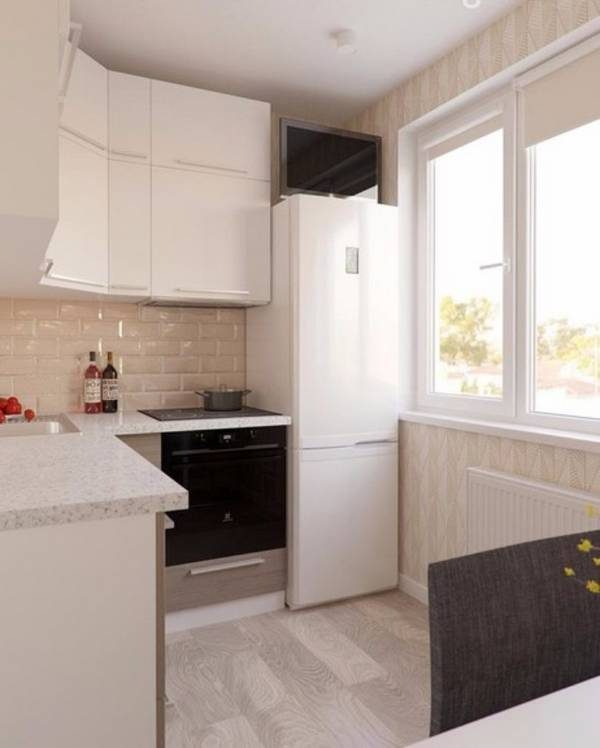 Дизайн маленькой кухни 5 кв м с холодильником: варианты планировки, фото идей