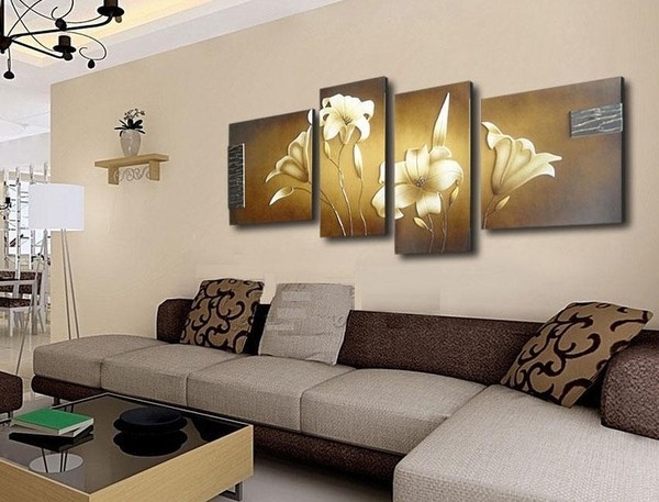 Модульные картины в интерьере гостиной — свежие фото, изысканный дизайн, хороший вкус