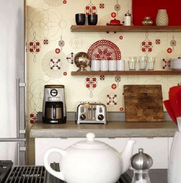 Обои на кухне: фото в интерьере, цветовое решение, способы оклейки, альтернативные материалы