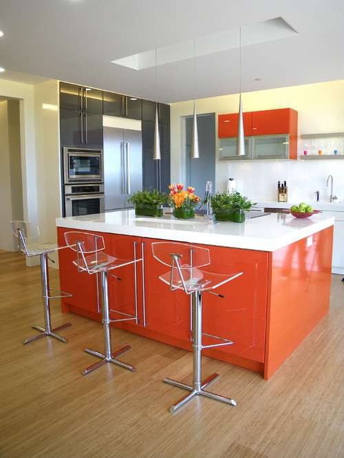 Оранжевая кухня в интерьере — удачные сочетания, особенности освещения, дизайн фото
