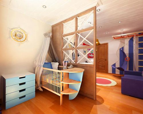 Варианты зонирования детской комнаты с помощью перегородок