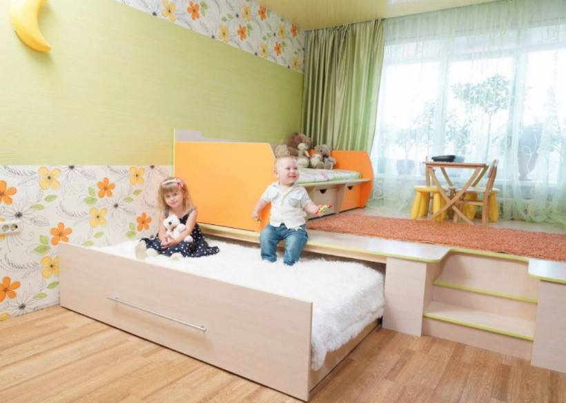 Выдвижная(выкатная) кровать для двоих детей — 50 фото